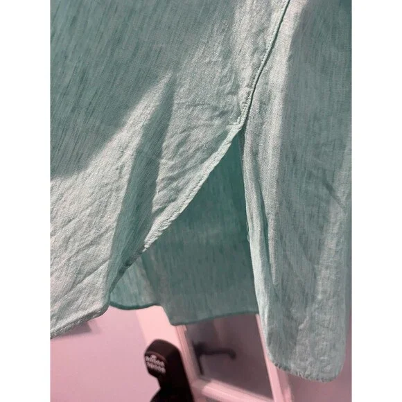 Lily Pulitzer Deanna Linen Popover Resort Collared Green Button Up Size 4 - Picture 6 of 7